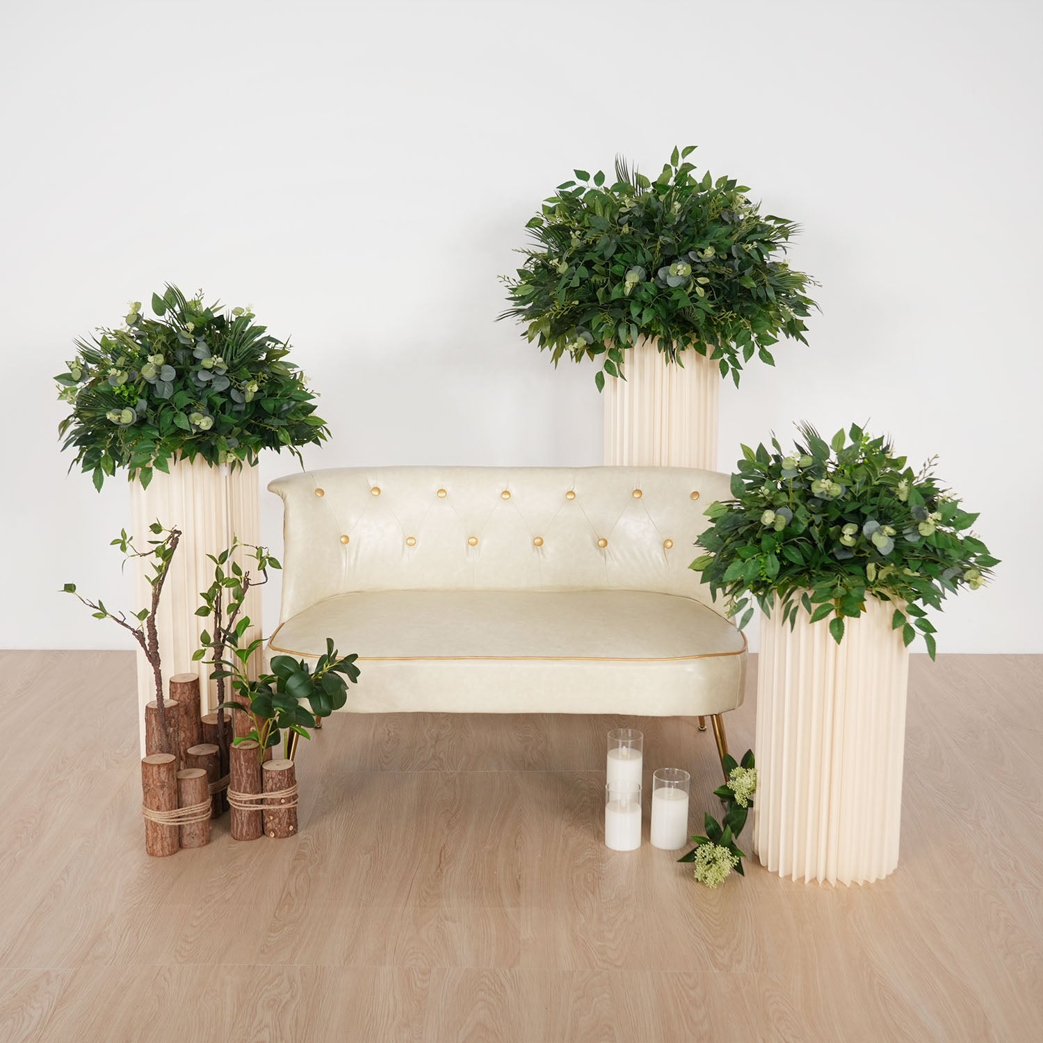 Uflower Green Leaf Table Centerpiece Floral Ball Wedding Table Decoration